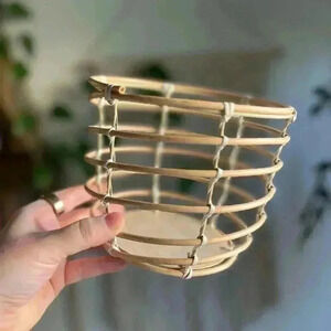 Boho Rattan Wicker Plant Pot Cover 7" – Natural Boho Chic Décor